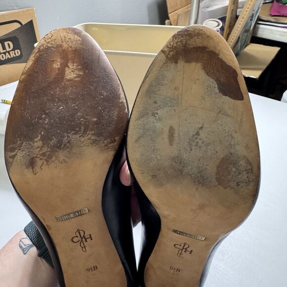 Cole Haan Women Comfort Shoes Black Leather Pump Heels Size 9 1/2 M Round Toe - Picture 8 of 9